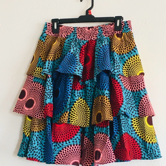 Hongyu Amy women’s African skirt tiered elasticized waistline multi-color size L - Picture 5 of 6